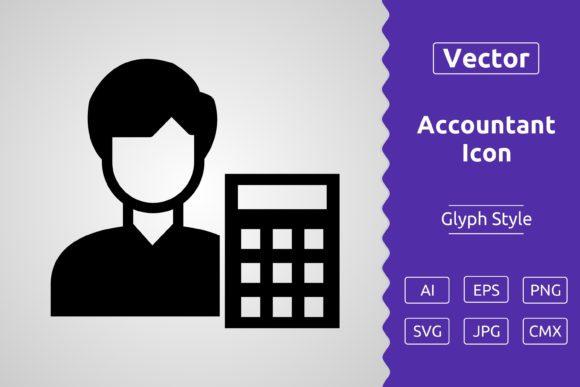 Vector Accountant Glyph Icon: Graphics & Icons for Brand Clarity