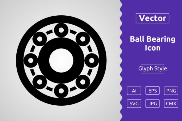 Vector Ball Bearing Glyph Icon: Clean Graphics & Versatile Icons