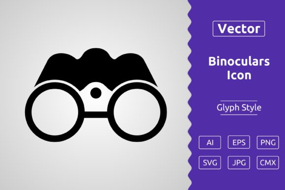 Vector Binoculars Glyph Icon: Clean Graphics & Versatile Icons
