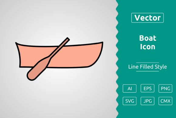 Vector Boat Filled Outline Icon