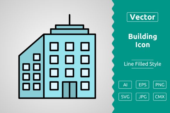 Vector Building Filled Outline Icon: Graphics & Icons for Sellers