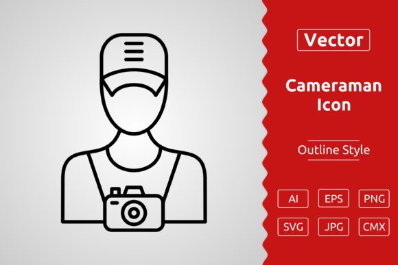 Vector Cameraman Outline Icon: Graphics & Icons for Modern Brands