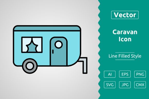 Vector Caravan Filled Outline Icon: Graphics & Icons for Editorial Impact
