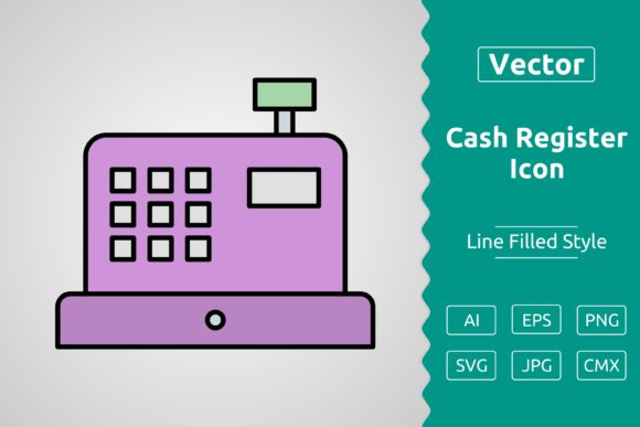 Vector Cash Register Filled Outline Icon: Graphics & Icons for Crafters