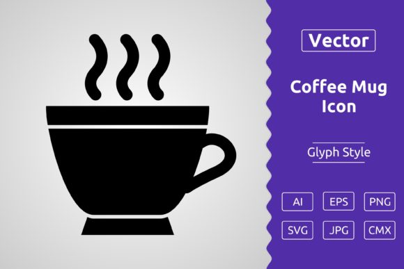 Vector Coffee Mug Glyph Icon: Graphics & Icons for Branding