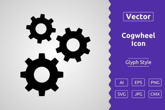 Vector Cogwheel Glyph Icon: Modern Graphics & Icons for Brand Builders