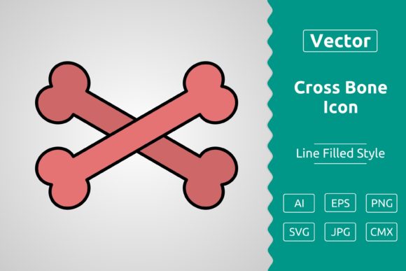 Vector Cross Bone Filled Outline Icon for Graphics & Icons