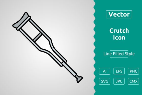 Vector Crutch Filled Outline Icon