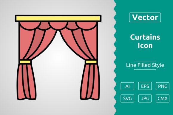 Vector Curtains Filled Outline Icon: Graphics & Icons for Handmade Crafters