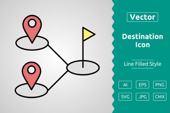 Vector Destination Filled Outline Icon: Graphics & Icons for Polished Publishing