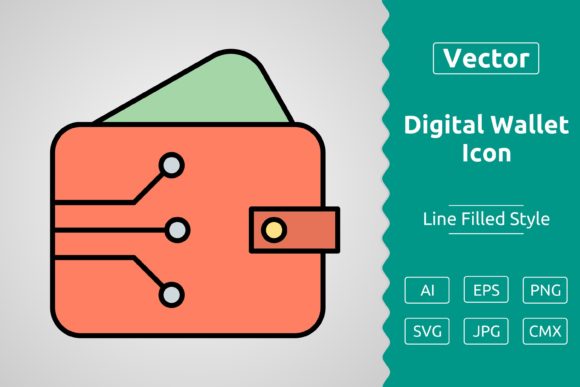 Vector Digital Wallet Filled Outline Ico: Graphics & Icons for Sellers