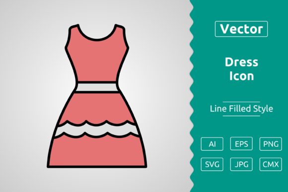 Vector Dress Filled Outline Icon: Graphics & Icons for Sellers