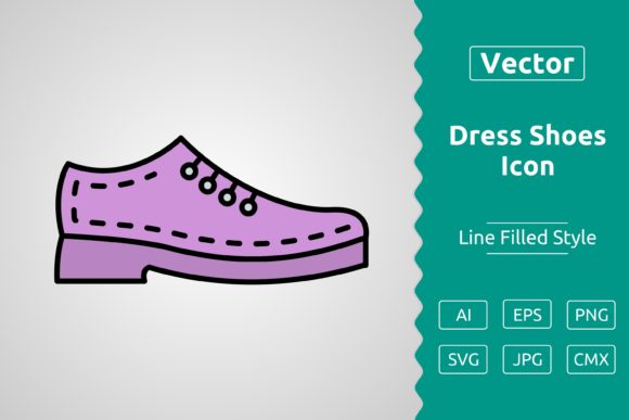 Vector Dress Shoes Filled Outline Icon: Graphics & Icons for Polished Publishing