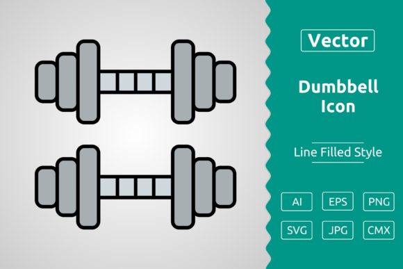 Vector Dumb Bell Filled Outline Icon