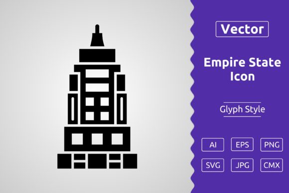Vector Empire State Glyph Icon: Graphics & Icons for Crafters