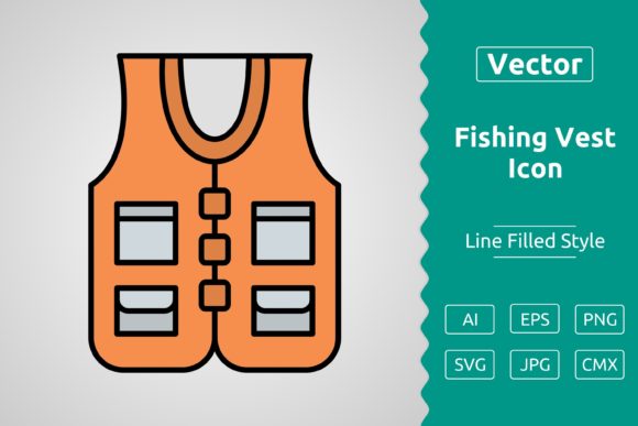 Vector Fishing Vest Filled Outline Icon: Graphics & Icons for Outdoor Brands