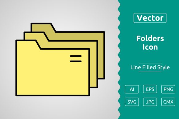 Vector Folders Filled Outline Icon: Clean Graphics & Versatile Icons