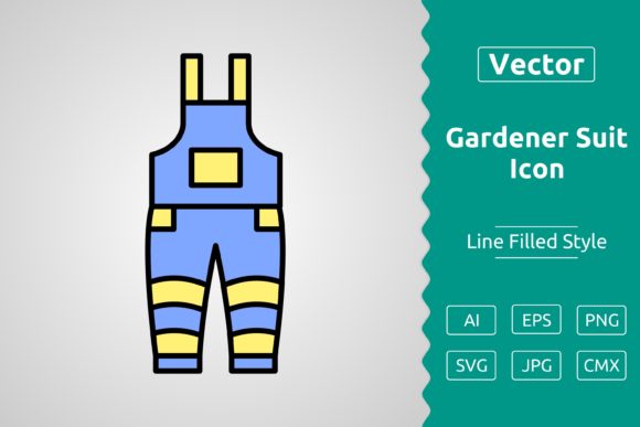 Vector Gardener Suit Filled Outline Icon: Graphics & Icons for Handmade Crafters