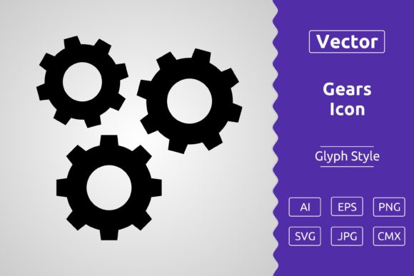 Vector Gears Glyph Icon: Graphics & Icons for Crafted Branding