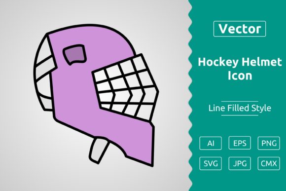 Vector Hockey Helmet Filled Outline Icon: Graphics & Icons for Editorial Impact