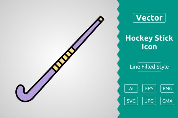 Vector Hockey Stick Filled Outline Icon: Graphics & Icons for Local Branding