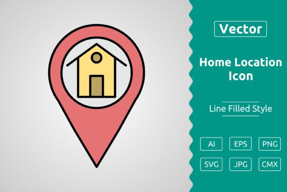 Vector Home Location Filled Outline Icon