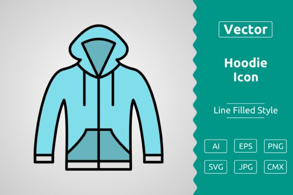 Vector Hoodie Filled Outline Icon: Clean Graphics & Versatile Icons for Crafters
