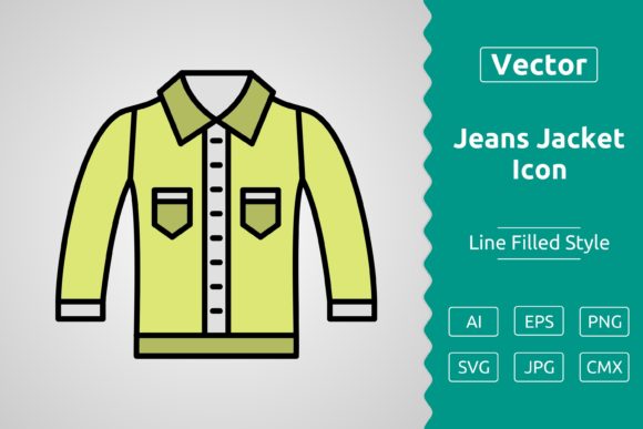 Vector Jeans Jacket Filled Outline Icon