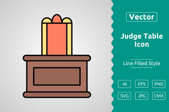 Vector Judge Table Filled Outline Icon