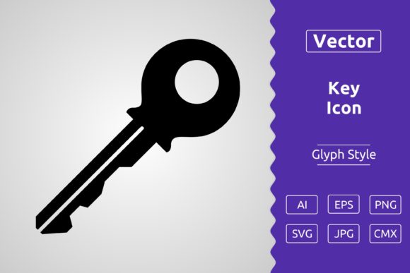 Vector Key Glyph Icon: Clean Graphics & Versatile Icons