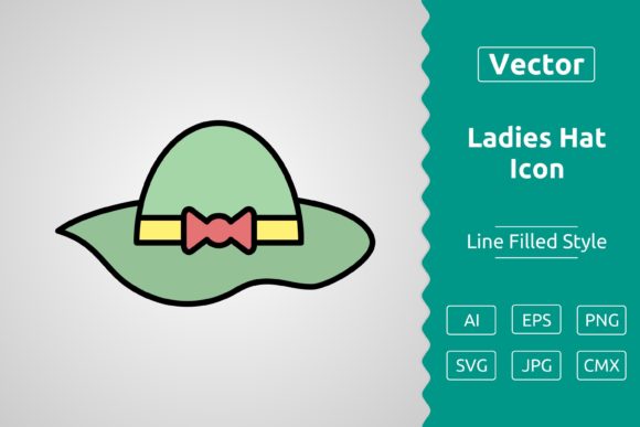 Vector Ladies Hat Filled Outline Icon for Graphics & Icons