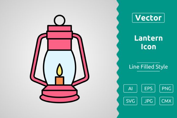 Vector Lantern Filled Outline Icon: Graphics & Icons for Local Branding