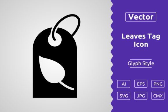 Vector Leaves Tag Glyph Icon: Graphics & Icons for Local Branding