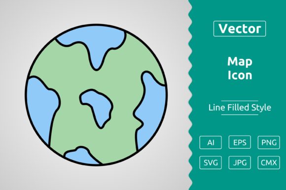 Vector Map Filled Outline Icon: Clean Graphics & Versatile Icons