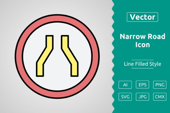 Vector Narrow Road Filled Outline Icon: Graphics & Icons for Editorial Clarity