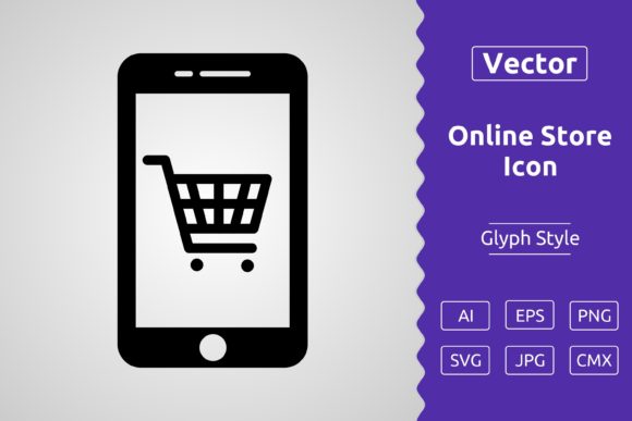 Vector Online Store Glyph Icon: Premium Graphics & Icons for Publishers