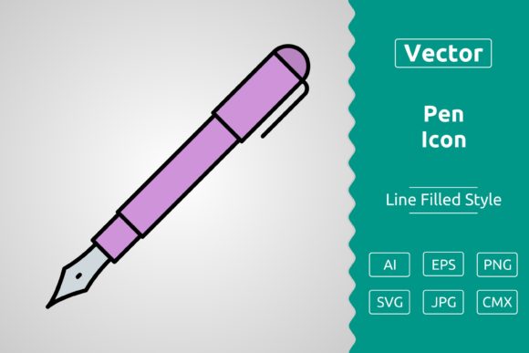 Vector Pen Filled Outline Icon: Clean Graphics & Versatile Icons