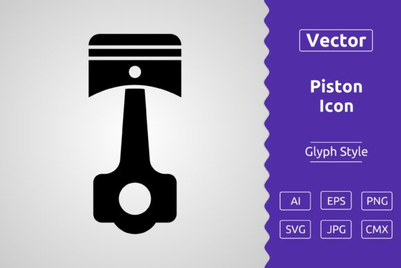 Vector Piston Glyph Icon: Premium Graphics & Icons for Publishers