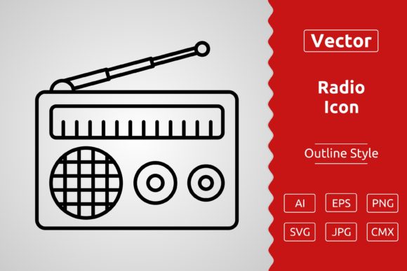 Vector Radio Outline Icon: Clean Graphics & Icons for Editorial Use