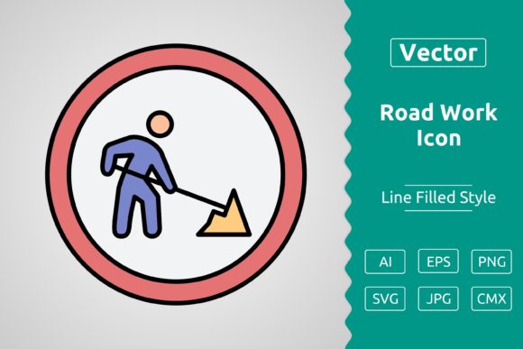 Vector Road Work Filled Outline Icon: Practical Graphics for Local Business Icons