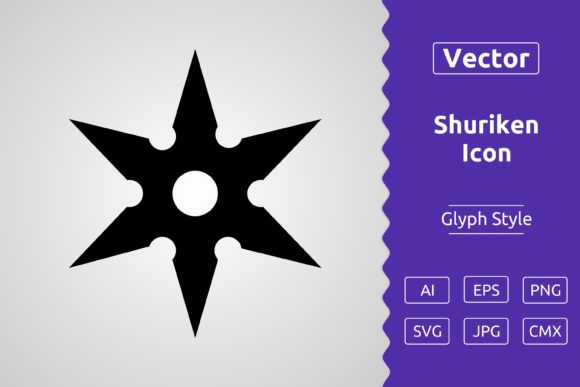 Vector Shuriken Glyph Icon: Sharp, Clean, and Ready for Stitching