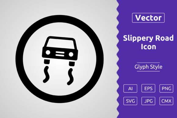 Vector Slippery Road Glyph Icon: Graphics & Icons for Smart Publishing