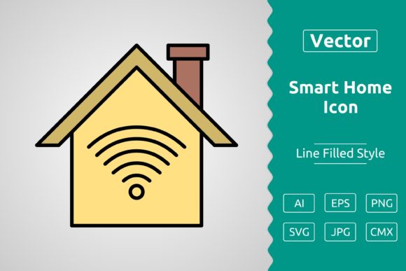 Vector Smart Home Filled Outline Icon: Graphics & Icons for Handmade Brands