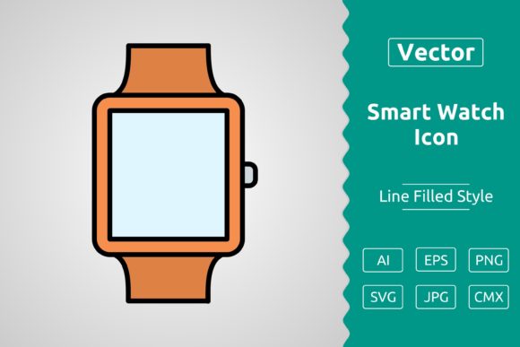 Vector Smart Watch Filled Outline Icon: Graphics & Icons for Real Crafting