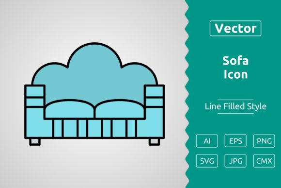Vector Sofa Filled Outline Icon: Clean Graphics for Lifestyle Brands