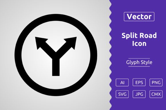 Vector Split Road Glyph Icon: Graphics & Icons for Editorial Impact