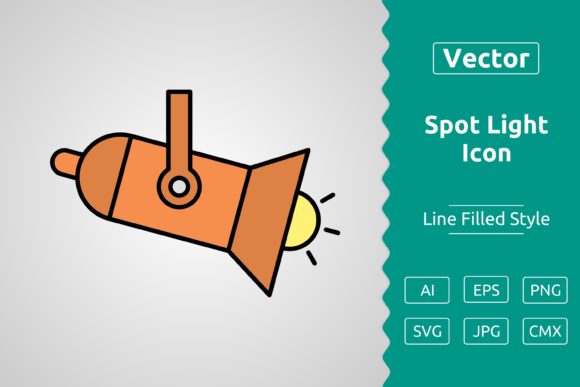 Vector Spot Light Filled Outline Icon: Graphics & Icons for Local Branding