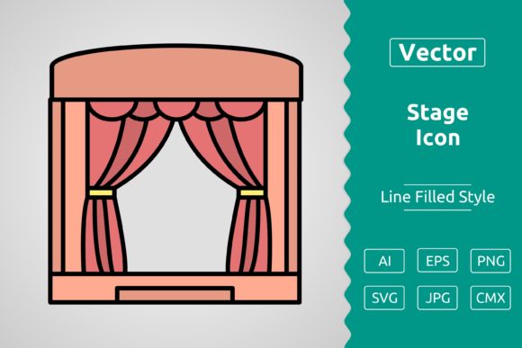 Vector Stage Filled Outline Icon: Graphics & Icons for Creative Sellers