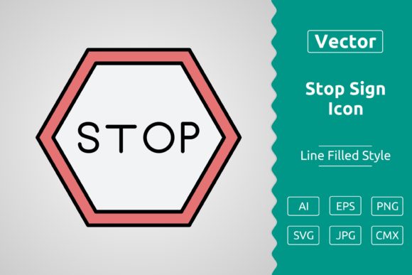 Vector Stop Sign Filled Outline Icon: Graphics & Icons for Crafters
