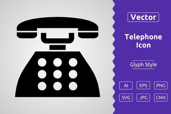 Vector Telephone Glyph Icon: Clean Graphics & Icons for Modern Brands